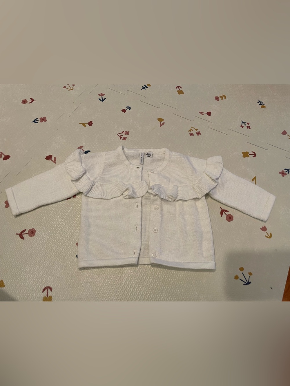 Janie and Jack White Ruffle Knit Cardigan